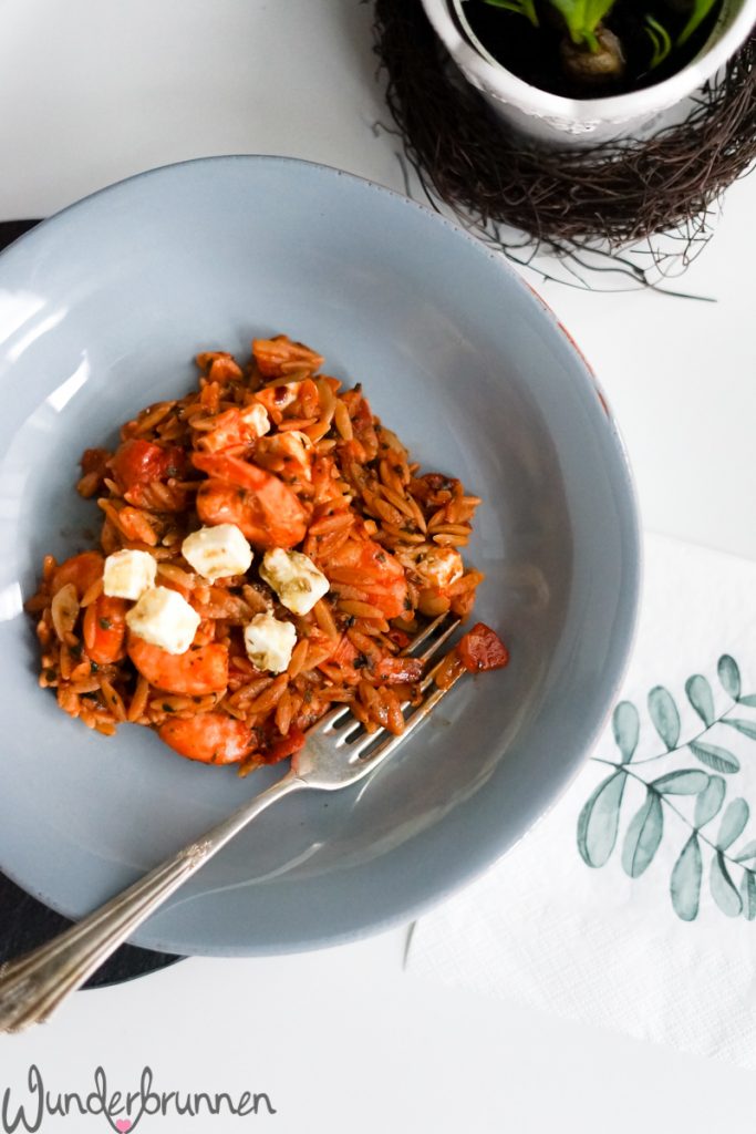 OrzoNudeln mit Feta und Garnelen nach Ottolenghi Wunderbrunnen